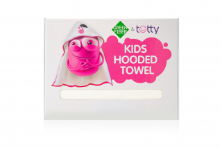 Green Fiber & Totty corner baby towel, white with pink edge