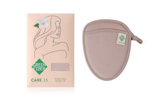 Green Fiber Care 15 Double-sided sponge mitten beige 